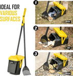 FUSBUNTY Pooper Scooper Swivel Bin & Rake with 100 Waste Bags, Dog Pooper Scooper with Bag Attachment for Large Medium Small Dogs, Poop Scooper with Lid for Lawn Yard Dog Kennel - Yellow