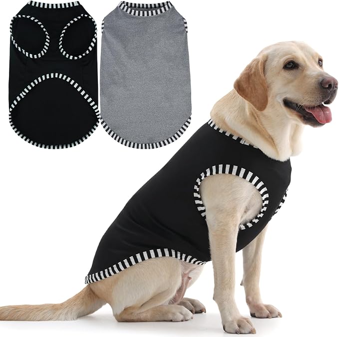 IECOii 2 Pack Dog Surgery Recovery Shirt Sleeveless Lightweight Dog Tshirt | T-Shirts with Stretch Fit,Gentle on Sensitive Skin,Anti-licking for Hot Spots,Shedding Control Tee,For Small to Giant Dogs