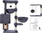 Hey-brother Cat Tree Tower with Large Bed, Hammocks, Scratcher, MPJ006SG | 35.4 Inches Cat House with Cozy Condo, Sisal Scratching Posts for Indoor Cats, Smoky Gray