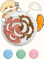 Ceramic Cat Slow Feeder Bowl - 6.2'' Whisker Friendly Cat Plate for Dry and Wet Food -Heavy Puzzle Feeding Bowl for Slow Eating - Helps Reduce Vomiting - Microwave & Dishwasher Safe -Non Slip - White