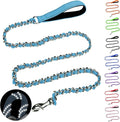 HOMIMP Chew Proof Dog Leash for Medium Large Dogs, Reflective 6 FT Heavy Duty Metal Chain Dog Leashes with Soft Padded Handle, Anti Bite Durable Rope Leashes for Pitbull, Non Chewable, Light Blue