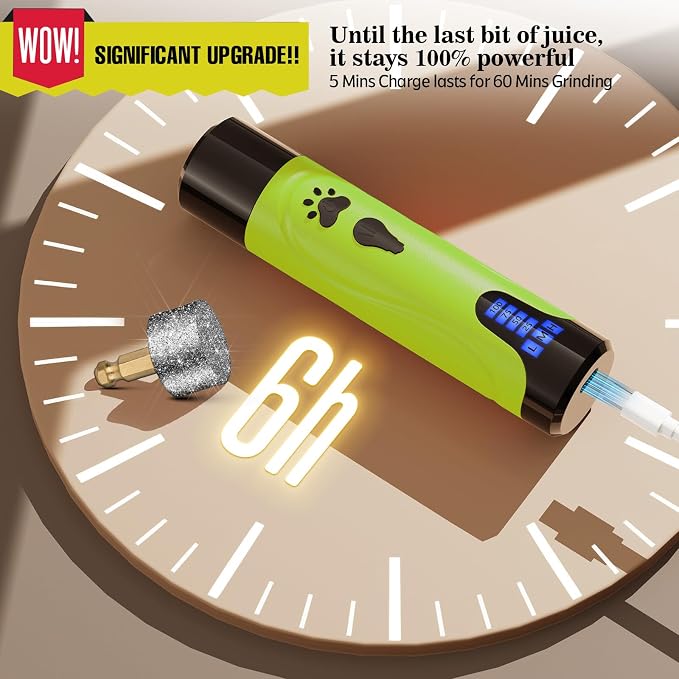 Dog Nail Grinder, Dog Nail Trimmers and Clippers Kit, Super Quiet, Rechargeable, for Small Large Dogs Cats Toenail Claw Grooming,3 Speeds