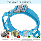 Tactical Dog Collar for Large Dogs with Control Handle,Blue,XL | 1000D Heavy-Duty Nylon Fabric,Quick-Release Metal Buckle,Adjustable Fit,Soft-Padded Webbing,D-Ring,for Training & Hiking