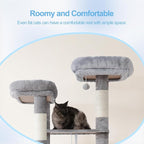 Hey-brother Cat Tree Tower with Multi-Level Duty Scratching Posts, 0MPJ039W | 80.7 Inches XL Cat Furniture with Large Platforms, Cozy Condos, Big Hammock, Toy Balls for Indoor Adult Cats, Light Gray