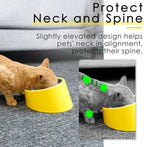 SuperDesign Mess Free 15° Slanted Bowl for Dogs and Cats, Tilted Angle Bulldog Bowl Dog Feeder, Non-Skid & Non-Spill, Easier to Reach Food L/2 Cup Bright Yellow