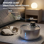 Jzlapro Wireless Cat Water Fountain,108oz Stainless Steel,Battery Operated | 3 Pack Filters | Cordless & Rechargeable | Motion Sensor | BPA-Free | DishwasherSafe | 20dB Ultra-Quiet | 3.2L capacity