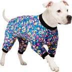 LovinPet Dog Pajamas Apparel for Giant Dogs, Pitbull Clothes, Stretch Knit, Hawaiian Flowers Print, Big Dogs Pullover Onesie, Pajamas for Pitbulls, Pitbull Onesie, Full Coverage Big Dog Pjs, 2XL
