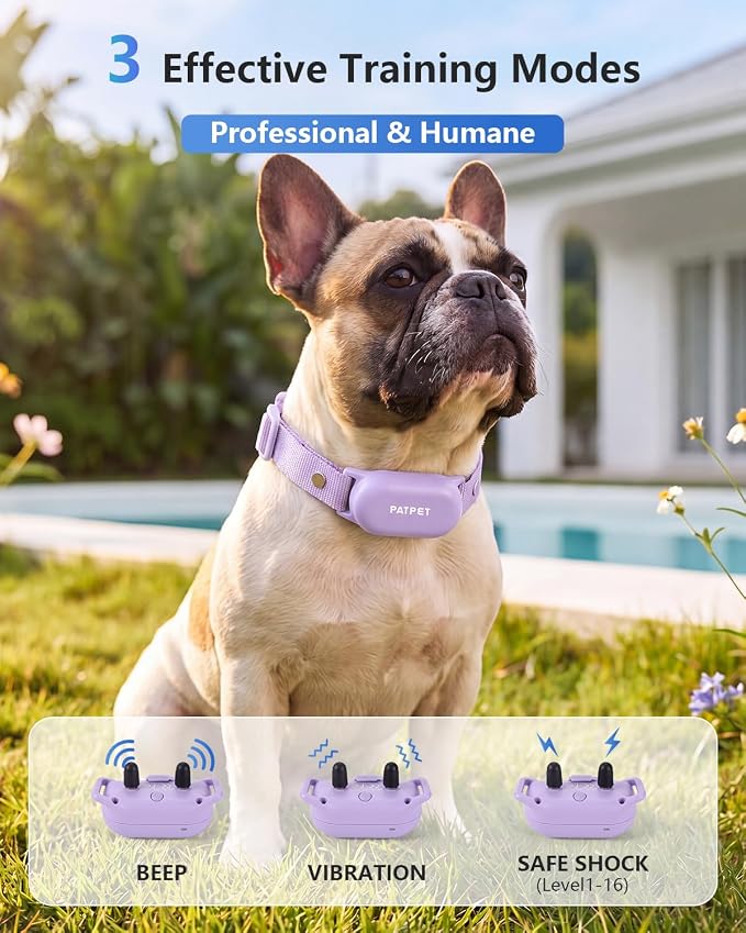 PATPET Shock Collar for 2 Dogs, 4000ft IPX7 Waterproof for 10-120lbs Dogs | Rechargeable 3 Training Modes (Beep/Vibration/Shock) Dog Training Collar with Remote Control for Small Medium Large Dogs
