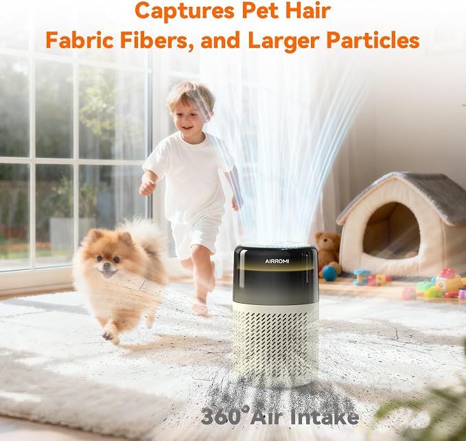 AIRROMI HEPA Air Purifier for Bedroom&Home,Pet Air Purifier for Home Pets,Removes Pet Odor,Cat Litter Smell,Dust,Smoke&Allergies,Quiet Room Air Purifier with Scents,360°Air Cleaner,A2005 Pink