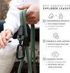 MADE TO ROAM Premium Explorer Leash - Climbing Rope Leash with Autolocking Aviation Aluminum Carabiner - Washington Rain, 6ft