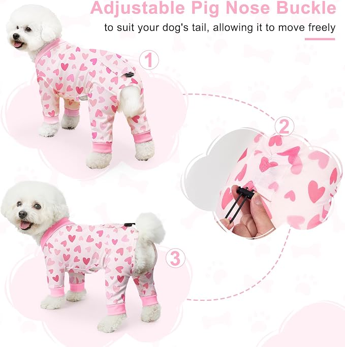 Bienbee Dog Pajamas, 4 Pack Adjustable Onesies for Small to Large Dogs XS | Dog Shedding Suit with Soft Fabric, Breathable & Stretchy, and Adjustable Back Length for Sleeping Lounging and Daily Use