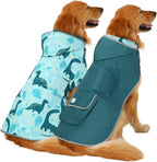 HDE Reversible Hooded Dog Raincoat Slicker Poncho for Small Medium Large Dogs - Dinosaurs - 3XL - Polyester