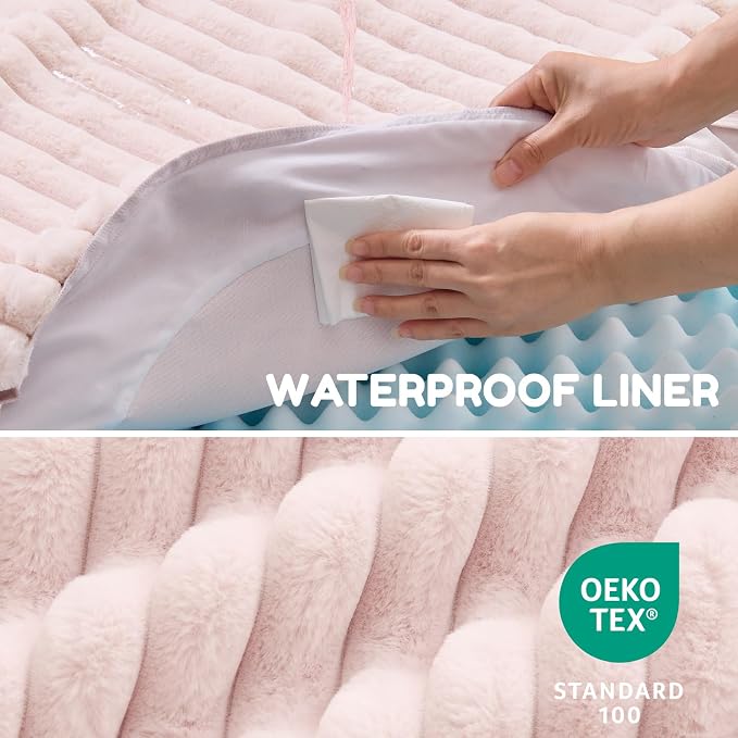 ChiXnuggle Orthopedic Dog Bed, Washable Cover, Faux Fur Bolster Pet Couch | waterproof,egg crate foam,non-slip bottom,for small medium dogs,pink,30*24*7,dog sofa,puppy bed