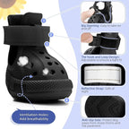 Nasjac Dog Shoes for Hot Pavement - Breathable Dog Sandals with Non Slip Soles & Reflective Straps, Easy ON & Off, Easy-Clean Summer Outdoor Pet Boots for Small Medium Large Dogs, Black, 1