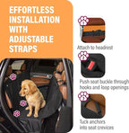 Active Pets Waterproof Hammock Standard Car Seat Cover, Fits Sedans Hatchbacks Crossovers Coupes Compact Vehicles, Secure Convertible Travel Bed Protects Backseat Cargo from Dogs, Black w/Black Trim