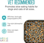 Messy Mutts Square Slow Feeder, 8 Inch, 2 Cup, Cool Grey | 8 x 8 Inch Square Silicone Puzzle Slow Feeder For Dogs And Cats, Holds 2 Cups, Dishwasher Safe