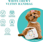 Haute Diggity Dog Chewy Vuiton Handbag Plush Squeaky Dog Toy, Soft Durable Designer-Inspired Stuffed Puppy Chew Toys for Small, Medium & Large Dogs, Machine-Washable (White) XL