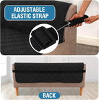 H.VERSAILTEX 100% Waterproof Futon Slipcovers Reversible Couch Cover Armless Futon Covers Slipcover Furniture Protector with Adjustable Elastic Strap Non-Slip Pets Covers, Black/Beige