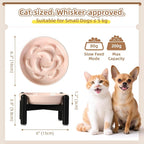 Elevated Ceramic Slow Feeder Cat Bowl, 6.3'' Wide Whisker Friendly | Slow Eating 5x, Anti Vomit Shallow Slow Eating Cat Dish, 3.9" H Raised Cat Puzzle Feeder for Dry and Wet Food, 6.3" X 1.2"