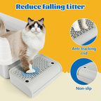 Litter Box Step, Cat Step Ramp Catcher with Filter Function, Grey | Litter Box Ramp for Kittens & Old Cats, Washable, Anti-Tracking, Non-Slip Litter Catcher, Easy to Clean