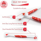 Pet Toothbrush for Dogs, Cats with Soft Bristles - Easy Teeth Cleaning & Dental Care, Non Slip Dual Head Dog Toothbrush for Medium & Large Pets, Toothpaste Not Included, Pack of 1 Red
