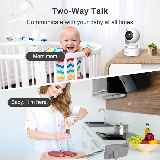 HelloBaby 4.3'' Video Baby Monitor with 30 Hours Battery, Remote Pan-Tilt-Zoom Baby Monitor No WiFi, Baby Monitor with Camera and Audio, Night Vision, ECO Mode, Two-way Talk, 8 Lullabies, 1000ft Range | Remote Pan-Tilt-Zoom, Baby Monitor with Camera an...