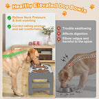 Elevated Bowls, 4 Height Adjustable Raised Stand With 2 Thick 50oz Stainless Steel Food Bowls, Non-Slip Feeder for Large Medium Dogs, Adjusts to 3.7", 9.2", 10.75", 12.36" Grey