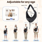 Dog Sling Carrier for Small Dogs & Cats,Pet Carrier Sling Bag with Adjustable Straps,Comfortable & Secure Travel Crossbody Bag for Puppies Up to 19lb,Airline Approved pet Carrier (Black)