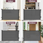 Retractable Baby Gate for Stairs & Doorways, Dog Gate Indoor Outdoor | Extends to 55" Wide 34" Tall Mesh Child Gate for Hallways, Deck, Porch, Pet Toddler Safety Essentials, Easy Install, Black