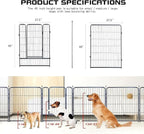 Dog Playpen,32/40/45 Inch Height in Heavy Duty, Folding Indoor Outdoor Anti-Rust Dog Exercise Fence, Portable Pet Playpen with Door for Large Medium Small Dogs and Pet (40 Panels, 45 Inch) Silver