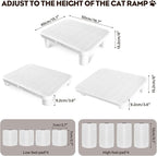 Cat Step Ramp Adjustable Litter Box Step with Filter Function, White | Elevated Double Layer Litter Box Ramp for Kitten & Old Cats, Easy Cleaning Litter Box Step Stool for Automatic Cat Litter Box