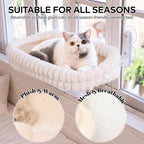 CHEERPALS Cloud Cat Window Perch for Indoor Cats Hammock Bed Foldable | Reversible Cushion Removable Washable, Breathable Soft All-Season, Sturdy Strong Suction Cups Support, Cordless(White,Large)
