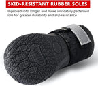 QUMY Dog Shoes for Hot Pavement, Dog Snow Boots & Paw Protectors for Winter | Dog Booties Medium Large Size Dogs, Water-resistant in the Rain, Outdoor Walking, Indoor Hardfloors Skid-resistant Sole Black