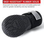 QUMY Dog Shoes for Hot Pavement, Dog Snow Boots & Paw Protectors for Winter | Dog Booties Medium Large Size Dogs, Water-resistant in the Rain, Outdoor Walking, Indoor Hardfloors Skid-resistant Sole Black