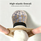 PUPTECK Anti-Slip Dog Socks with Double Sides for Small Medium Large Dogs Hardwood Floors Prevents Licking, Dog Shoes for Hot Pavement Traction Control Paw Protector for Senior Dogs, Striped Khaki S