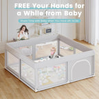 Hiaksedt Baby Playpen with Mat, 50x50 Inch Playpen for Babies and Toddlers | Baby Fence for Indoor & Outdoor, Sturdy Safety Play Yard with Soft Breathable Mesh, Anti-Fall