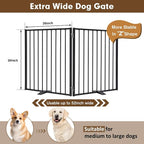 52" Extra Wide Dog Gate Indoor, Heavy Duty Metal Freestanding Dog Gate-Auto Close, Foldable Pet Fence – Anti-Topple Stability Feet for Stairs, Doorways,House,Porch,Deck,Yard(2 Panels,Black)