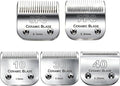 5PCS Dog Grooming Clipper Replacement Blade Compatible with Andis Clipper | Dog Clipper Blade for Oster A5/Wahl KM Series Dog Clipper,Ceramic Blade & Stainless Steel Blade(10+30+40+5FC+7FC)