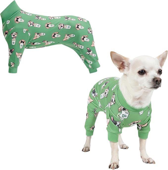 Spark Paws Dog Pajama, Dog Recovery Suit Male, Onesie, Ultra-Soft and 4-Way Stretch, for Small Medium and Large Breeds - Pup Cup - S