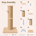 PAWSCRAT 32-Inch Tall Cat Scratching Post, 5.5-Inch Diameter, Sisal, Yellow | Natural Sisal Scratching Surface with a Dangling Ball for Indoor Cats, Scratch-Resistant Durable and Protect Your Furniture