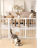 Babelio Extra Wide Baby Gate with Cat Door, CatPrivilege III, 29-55" | 30" Tall Pressure/Hardware Mounted Safety Gate for Large Openings, Auto-Close, White