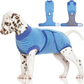 FUAMEY Recovery Suit for Dogs After Surgery,Soft Breathable Dog Bodysuit | E-Collar & Cone Alternative Surgical Suit,Male Female Dog Neuter Spay Suits Anti Licking Wounds Onesie Navy Blue Strips S