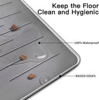 39.4"x29.5" Large Pet Food Mat, Silicone Dog Mats for Food and Water, Nonslip Pet Feeding Mats for Floors,Dog Cat Bowl Mat with Raised Edges, Dark Gray