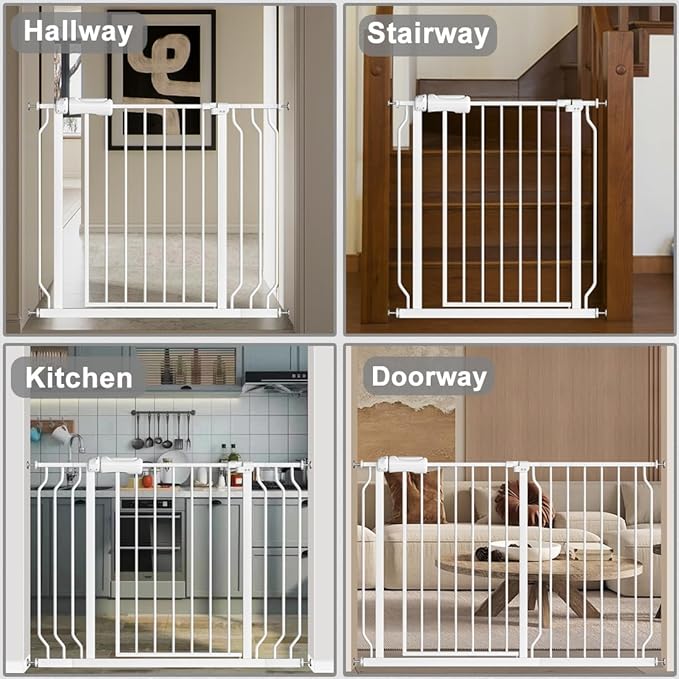 Baby Gate for Doorways Stairs Hallway 85.8-90.5 Inch Wide, Walk Through Child Gates with Pressure Mounted Extention Kit, Indoor Safety Child Gates for Kids or Pets | Long Large Walk Through Child Gates with Pressure Mounted Extention Kit, Indoor Safety...