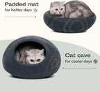 MEOWFIA Cat Cave – Premium Felt Cat Bed Enclosure for Indoor Cats, Handmade Merino Wool (Slate Gray, Medium)
