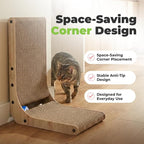 Best Pet Supplies Catify L-Shaped Cardboard Cat Scratcher - H: 26" | 16" x 11" x 26", Ball Toy Included, Durable Corrugated Cardboard, Space Saving Design, Furniture Protector, For Big Cats