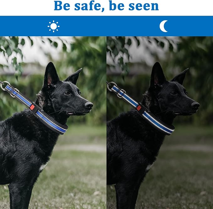 Mayerzon Martingale Collar No Pull for Small Medium Large Dogs | Black, L | Reflective, Patented Anti Pulling Dog Collar for Walking Training, Buckle, Adjustable, Safe for Night Walks, 2.5mm Links