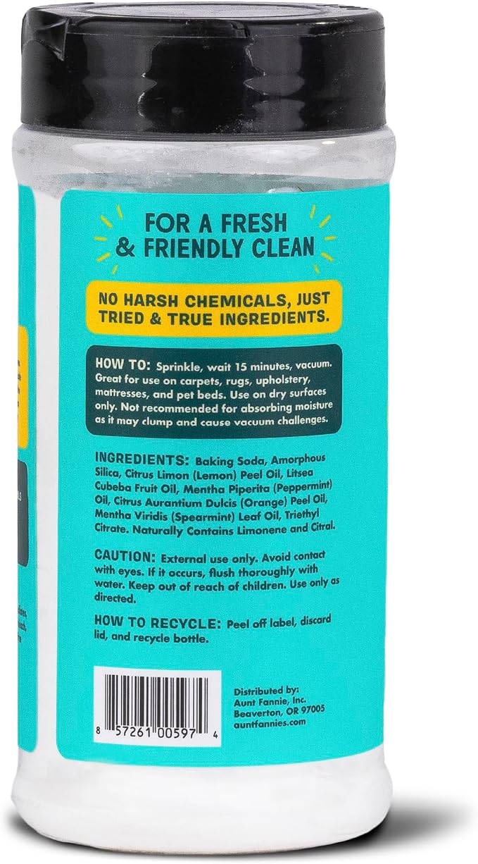 Aunt Fannie's Carpet Refresher Deodorizer, Bright Lemon, 16 oz, Pack of 1 | Neutralizes Dog and Cat Odors, Freshens High-Traffic Areas, Safe for Rugs Carpets & Upholstery, Natural Ingredients