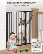 COMOMY 42" Extra Tall Baby Gate for Stairs Doorways, Fits Openings 29.5" to 40.6" Wide, Auto Close Sturdy Safety Dog Gate for House, Pressure Mounted Easy Walk Through Pet Gate with Door, Black