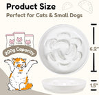 Ceramic Cat Slow Feeder Bowl - 6.2'' Whisker Friendly Cat Plate for Dry and Wet Food -Heavy Puzzle Feeding Bowl for Slow Eating - Helps Reduce Vomiting - Microwave & Dishwasher Safe -Non Slip - White